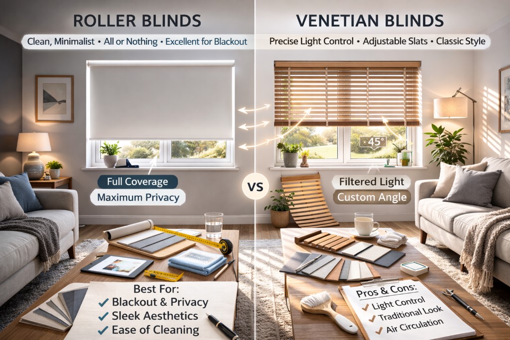 Roller Blinds vs Venetian Blinds Which Is Right for You