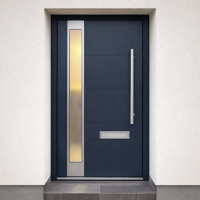 Midnight blue Modo contemporary composite door professionally installed in a Dublin home entrance — Dublin Blinds