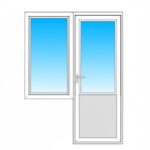 White uPVC balcony block — combined tilt-and-turn door and fixed window unit in one frame — Dublin Blinds