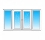 White uPVC 4-section loggia glazing unit with two central tilt-and-turn panels and two fixed outer panels — Dublin Blinds
