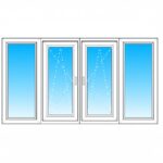 White uPVC 4-section loggia glazing unit with two central tilt-and-turn panels and two fixed outer panels — Dublin Blinds